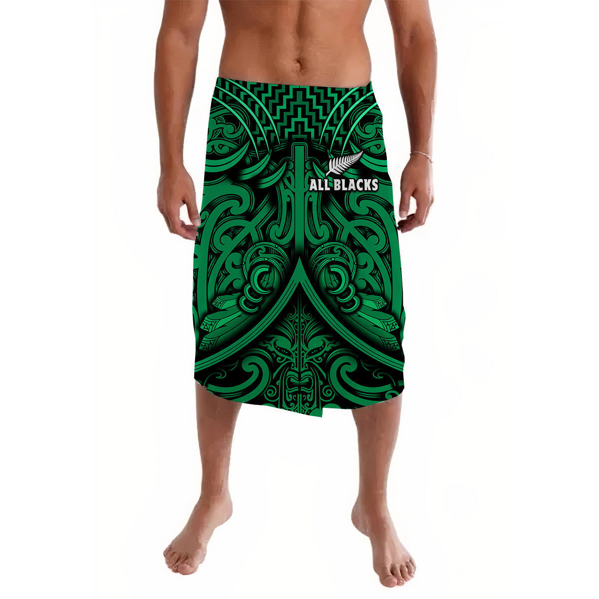 New Zealand Silver Fern Rugby Lavalava All Black Green NZ Maori Pattern
