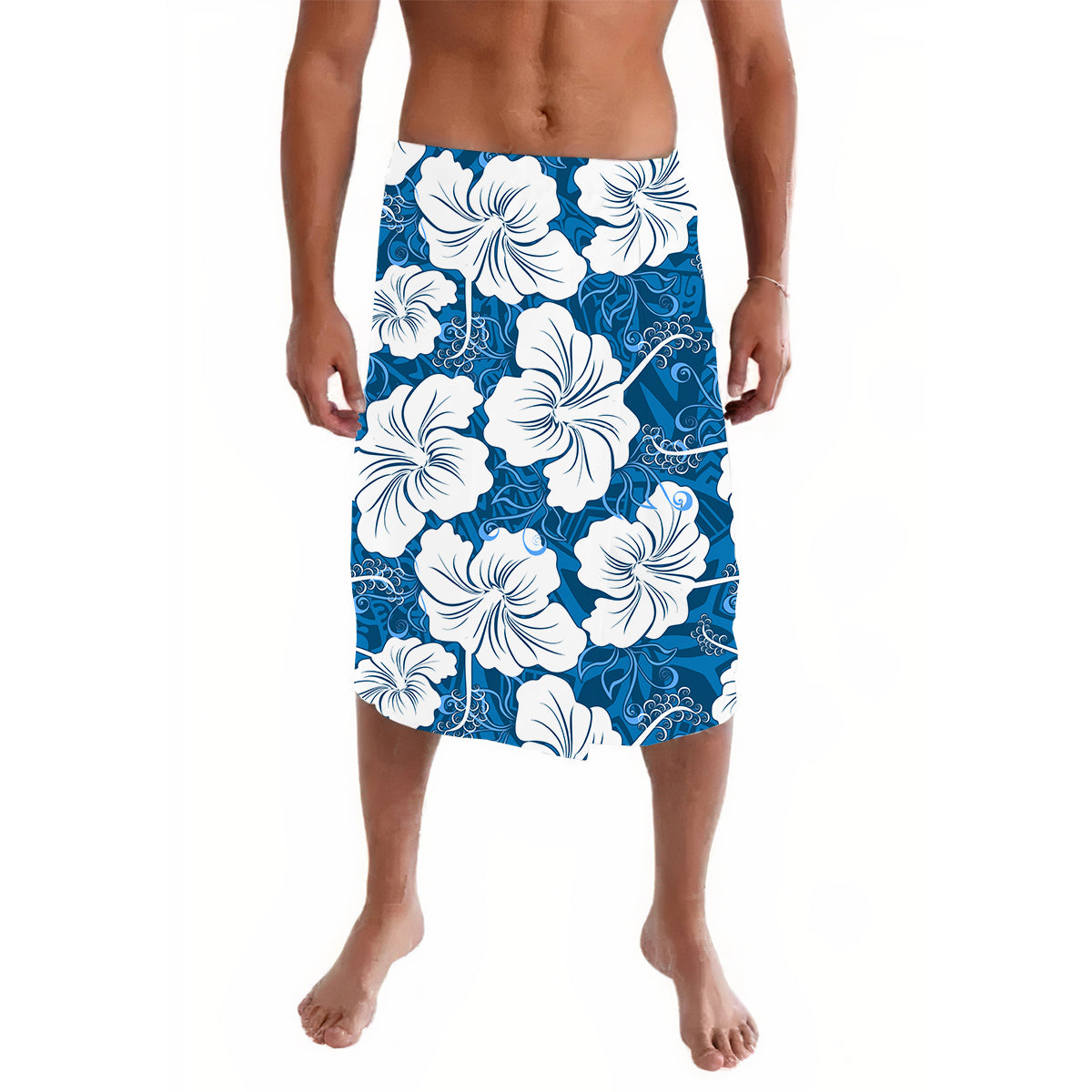 Hawaii Lavalava Polynesia Blue Simple Tropical Flowers