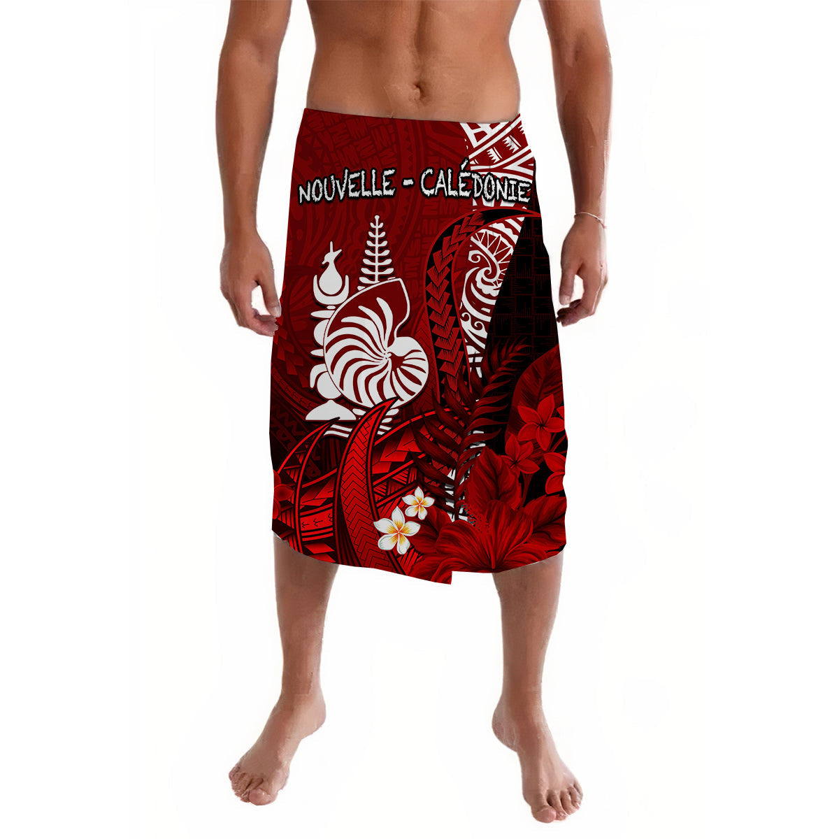 New Caledonia Lavalava Nautilus Red Polynesian Hibiscus