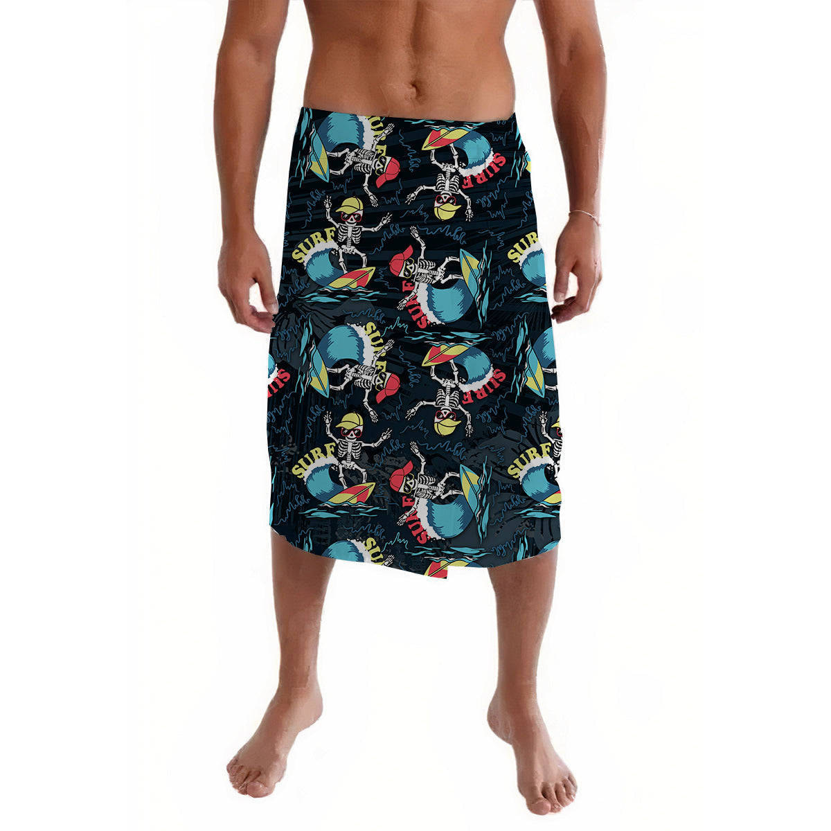 Hawaii Skeleton Surf Lavalava Halloween Hawaiian Tribal