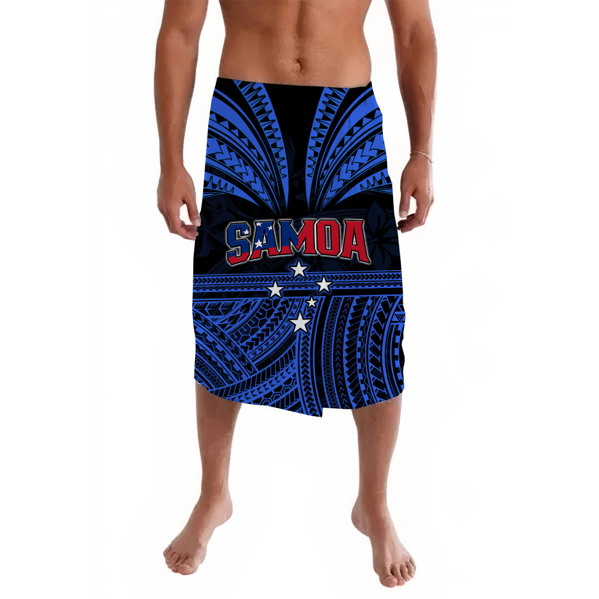 Samoa Tatau Lavalava Blue Polynesian Ula Nifo