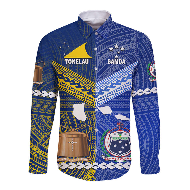 Samoa And Tokelau Hawaii Long Sleeve Button Shirt Together