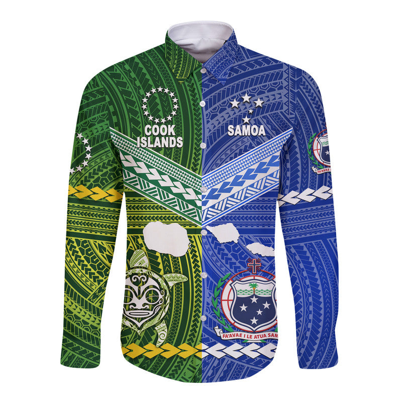 Samoa And Cook Islands Hawaii Long Sleeve Button Shirt Together