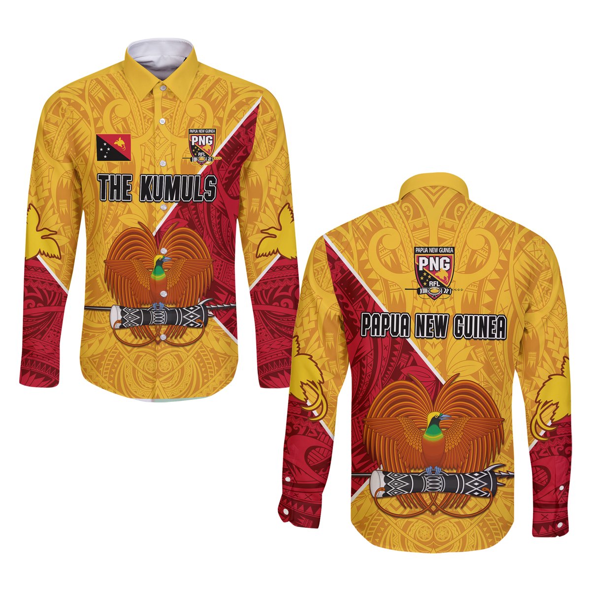The Kumuls PNG Long Sleeve Button Shirt Papua New Guinea Polynesian Dynamic Style