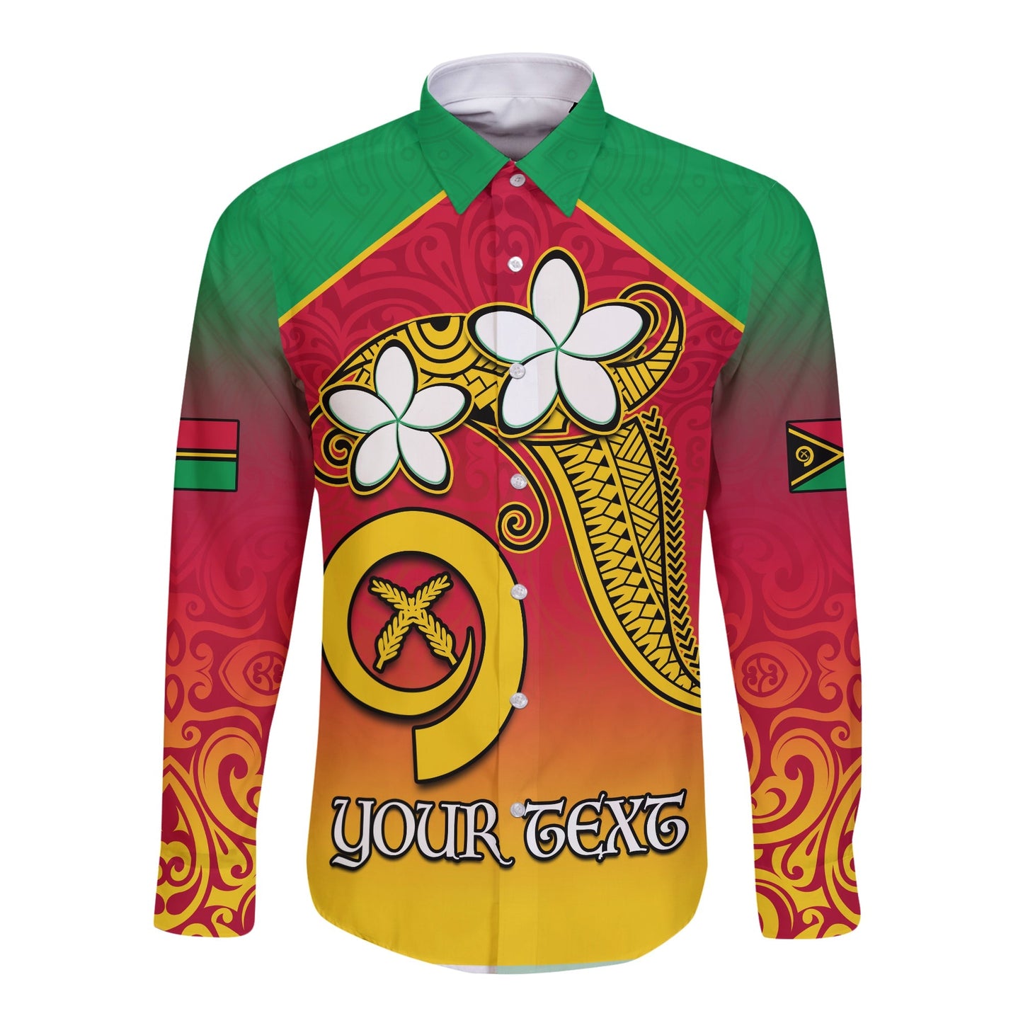 (Custom Personalised) Vanuatu Novelty Long Sleeve Button Shirt Frangipani Tropical Spa Flower