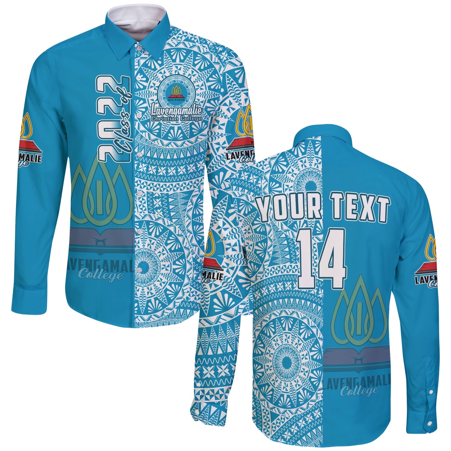 (Custom Personalised) Lavengamalie Tonga College Long Sleeve Button Shirt Class Of Year Tongan Ngatu Pattern