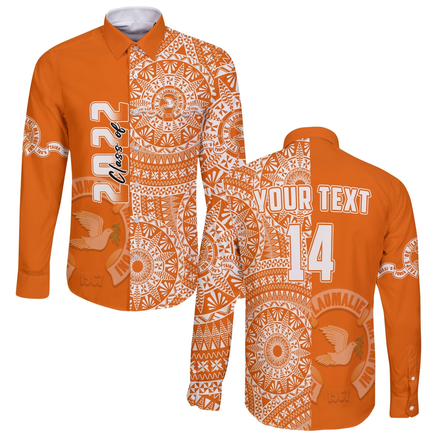 (Custom Text And Number) Tailulu Tonga College Long Sleeve Button Shirt Class Of Year Tongan Ngatu Pattern