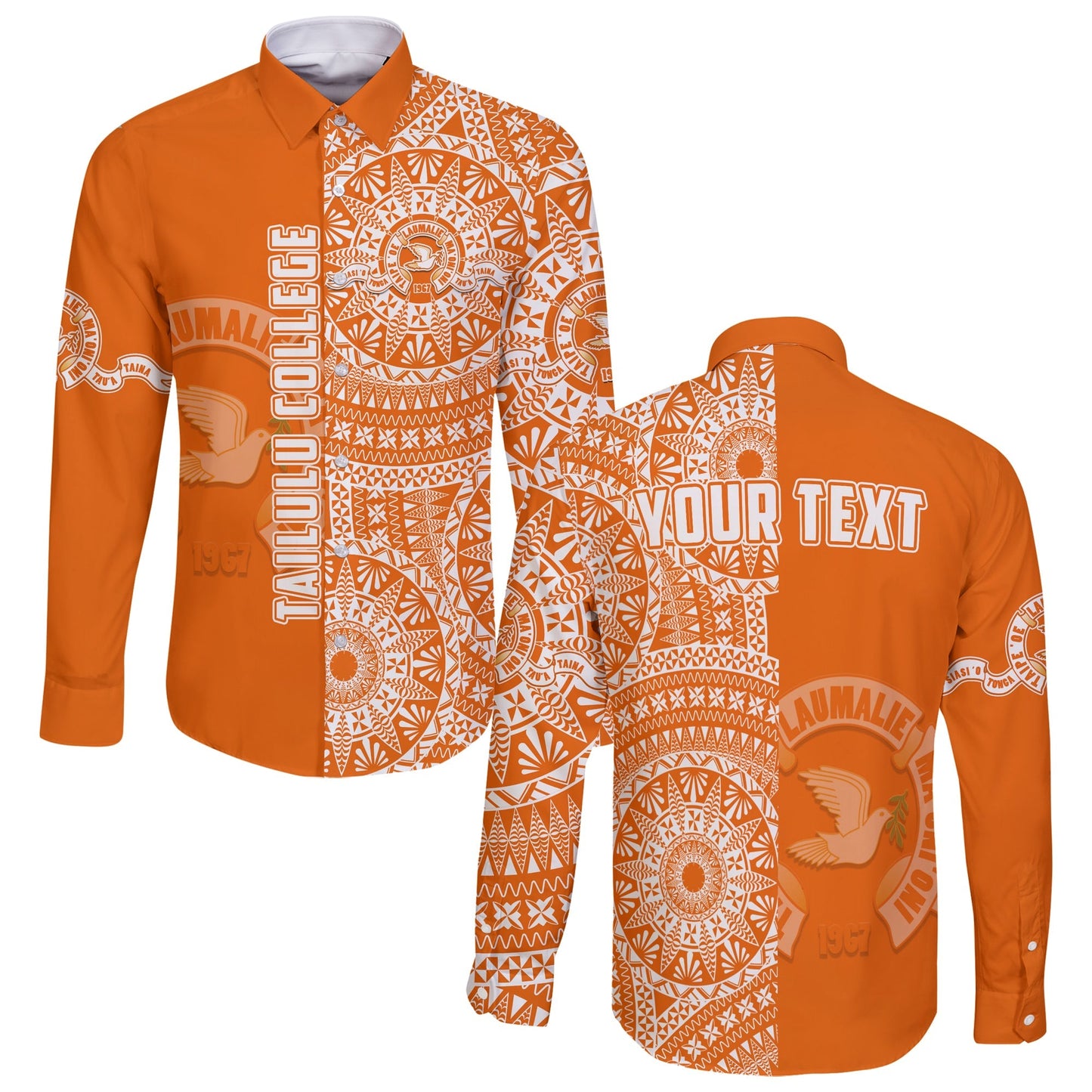 (Custom Personalised) Tailulu Tonga College Long Sleeve Button Shirt Tongan Ngatu Pattern