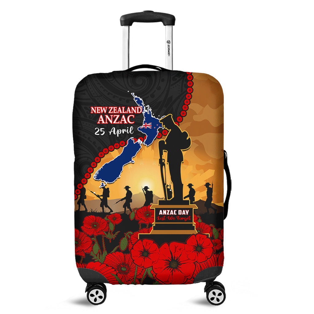 New Zealand Anzac Luggage Cover Maori Camouflage Mix Poppies We Will Remember Them Ver.02