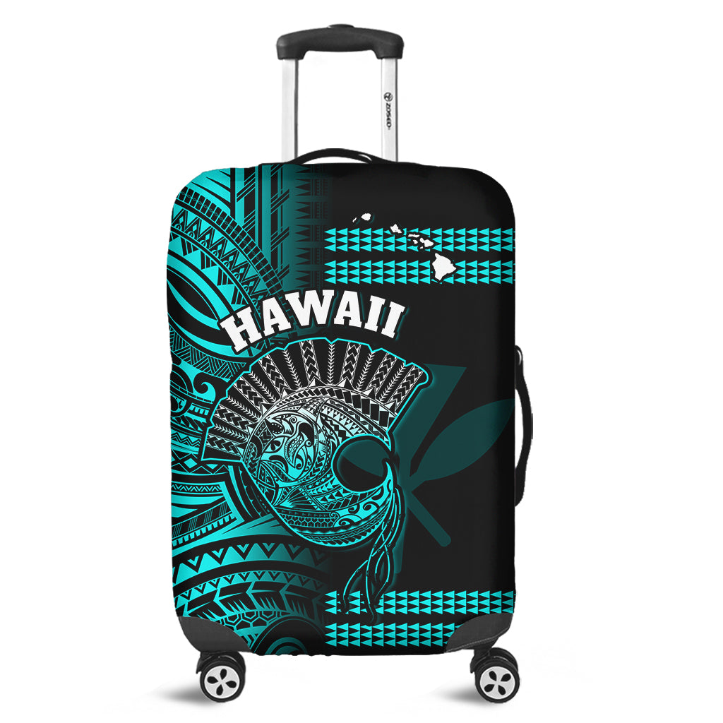 Hawaii Luggage Cover Kakau Warrior Helmet Gradient White Polynesian Ver.06