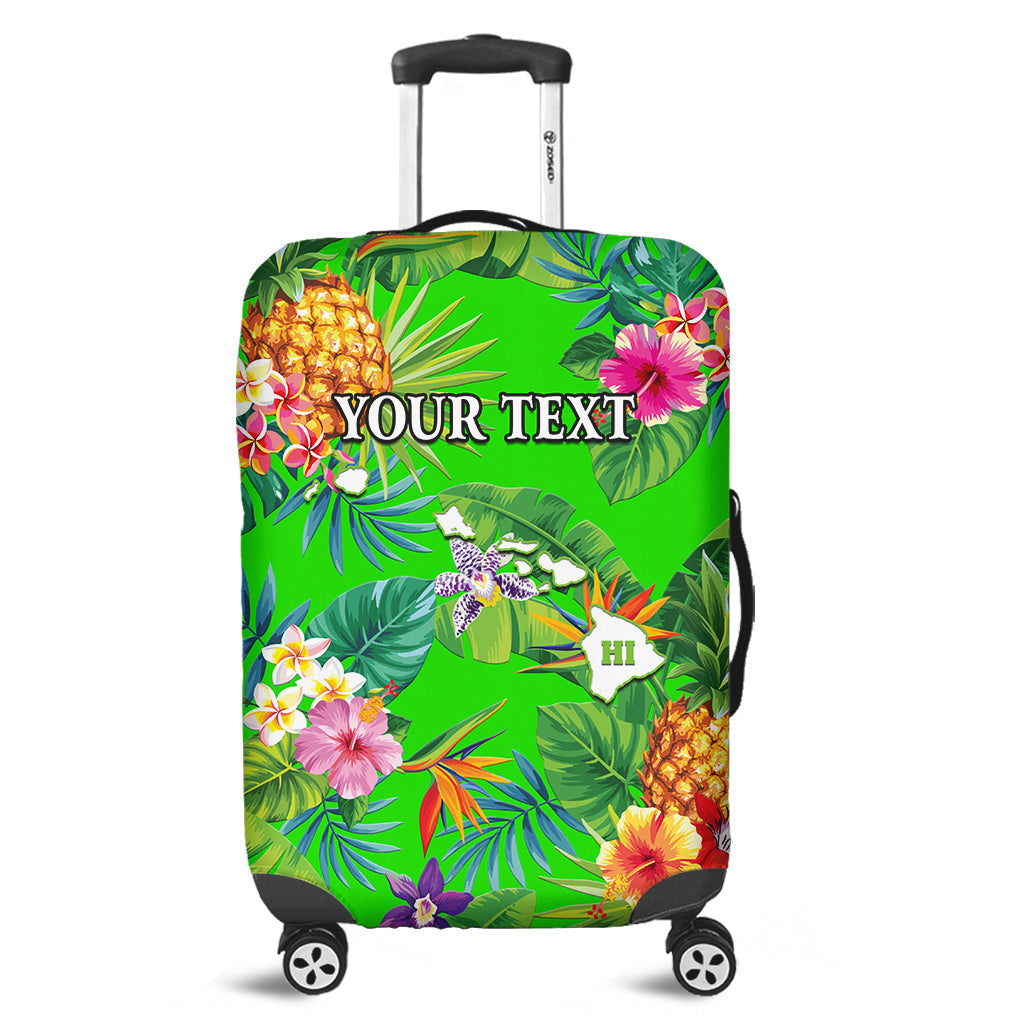 (Custom Personalised) Hawaii Luggage Cover Tropical Flowers Pinapple Hawaiian Map Ver.03