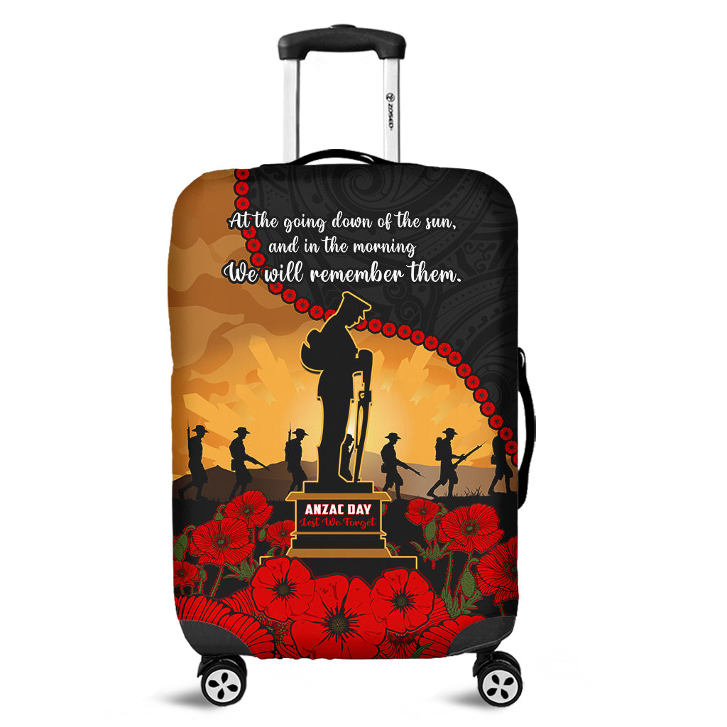 New Zealand Anzac Luggage Cover Maori Camouflage Mix Poppies We Will Remember Them Ver.01