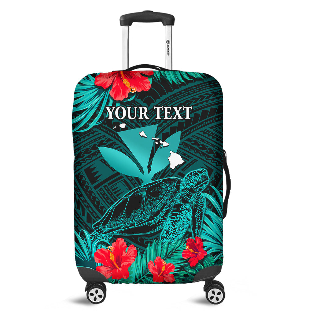 (Custom Personalised) Hawaii Luggage Cover Hibiscus Kanaka Hawaiian Map Sea Turtle Ver.02