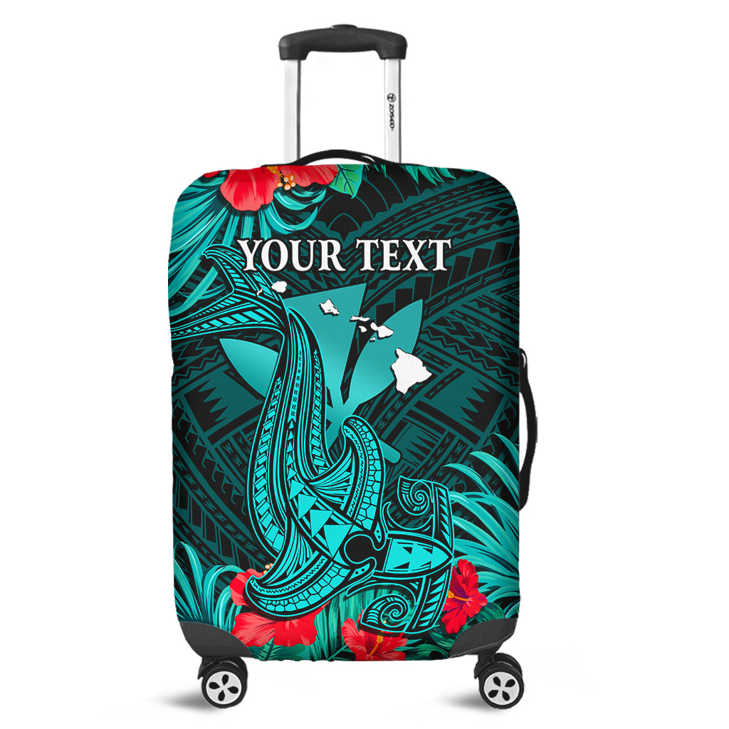 (Custom Personalised) Hawaii Luggage Cover Hibiscus Kanaka Hawaiian Map Shark Ver.01