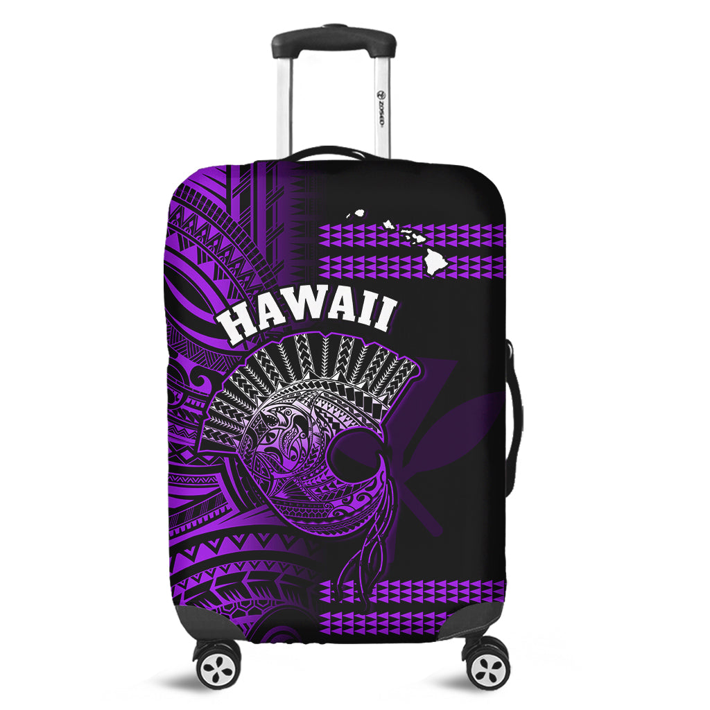 Hawaii Luggage Cover Kakau Warrior Helmet Gradient White Polynesian Ver.04