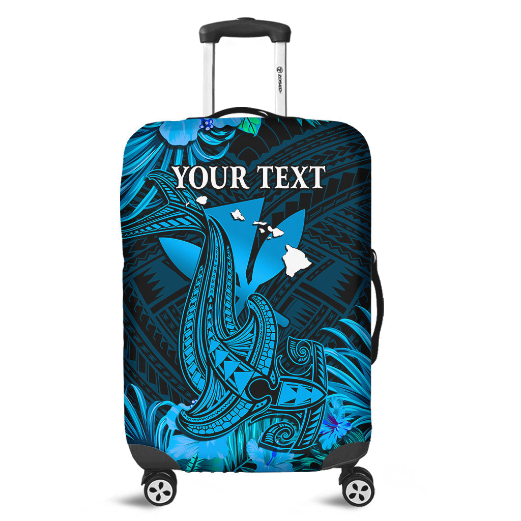(Custom Personalised) Hawaii Luggage Cover Hibiscus Kanaka Hawaiian Map Shark Ver.04