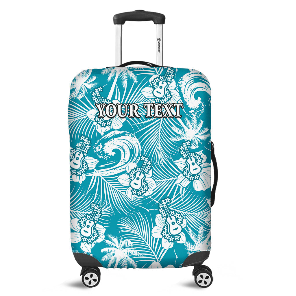 (Custom Personalised) Hawaii Luggage Cover Ukulele Tropical Beach Palm Trees And Hibiscus Ver.01