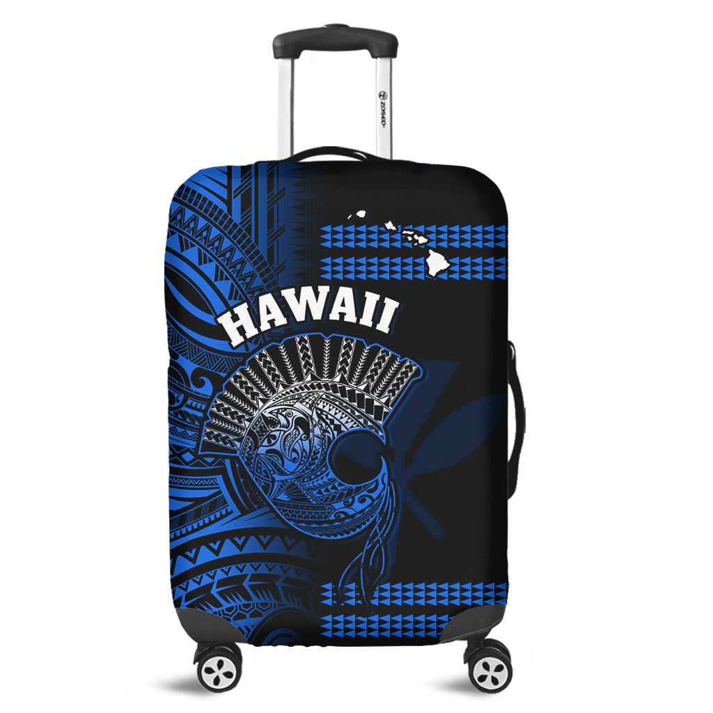 Hawaii Luggage Cover Kakau Warrior Helmet Gradient White Polynesian Ver.03