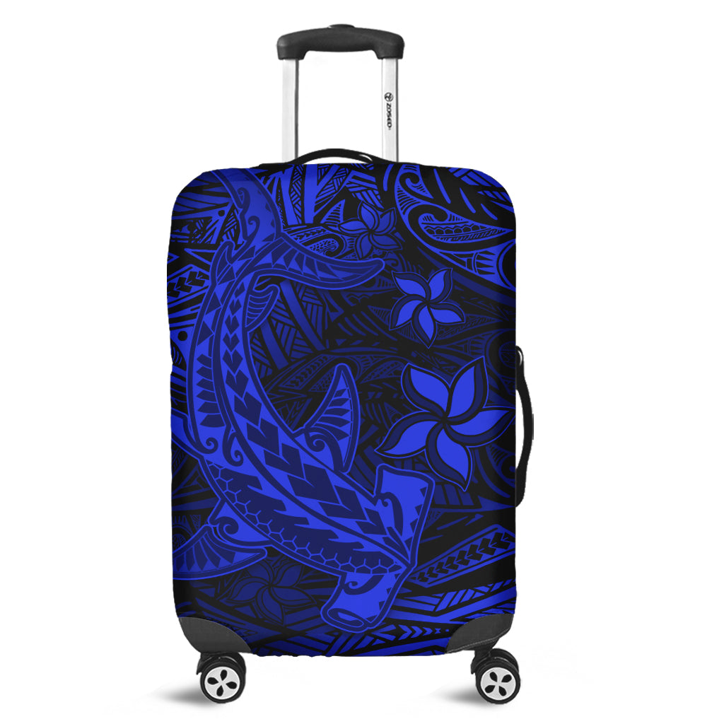 Polynesian Luggage Cover Blue Hawaiian Tribal Hammerhead Shark