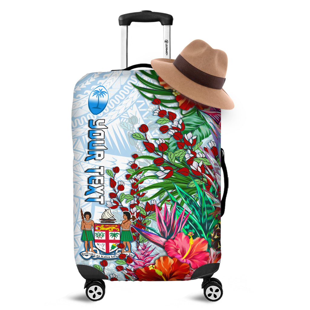 (Custom Personalised) Fiji Luggage Covers Proud Fijian Tapa mix Tagimoucia Flowers
