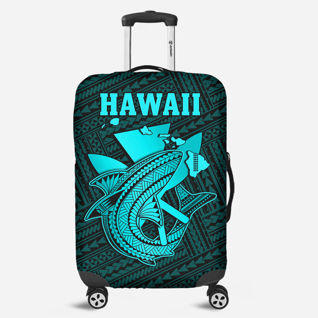 Hawaii Luggage Cover Kakau Kanaka Maoli Combine Polynesian Shark Ver.04