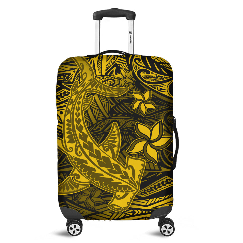 Polynesian Luggage Cover Gold Hawaiian Tribal Hammerhead Shark