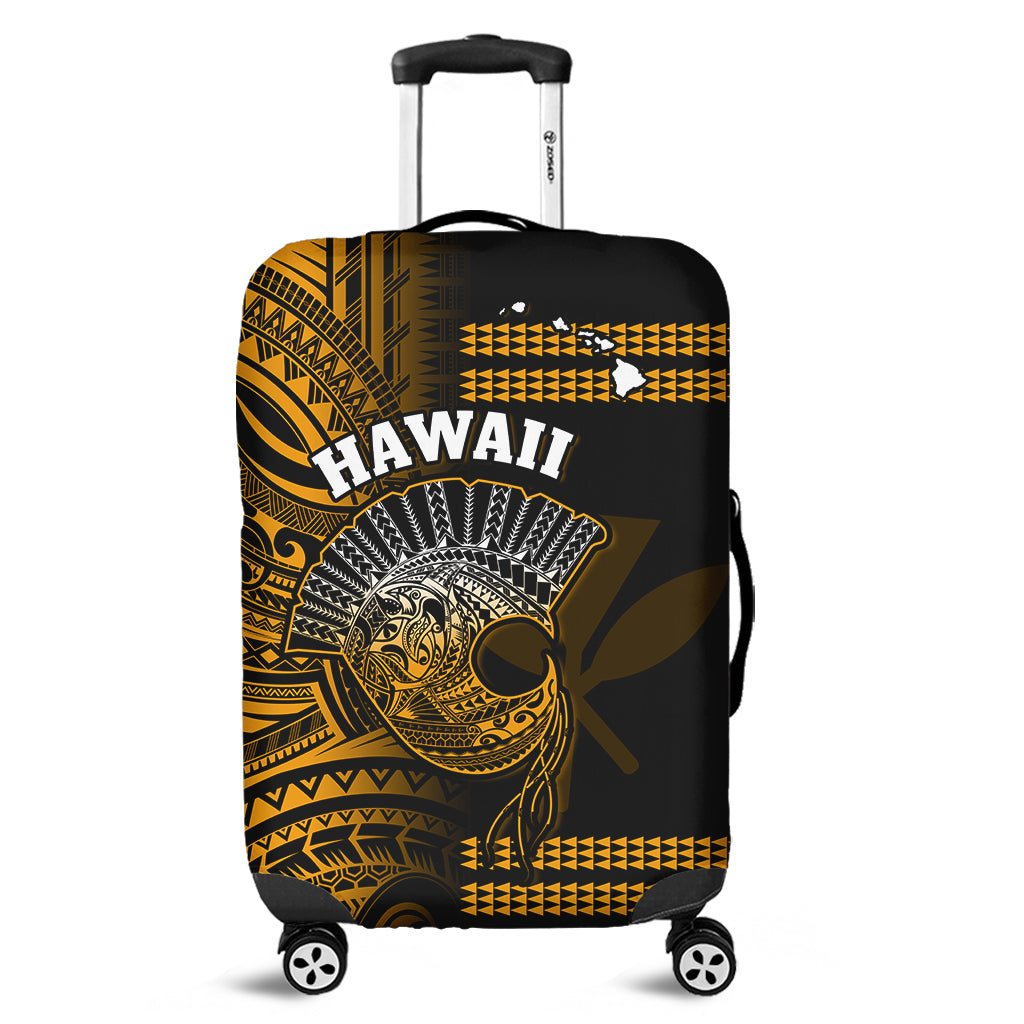 Hawaii Luggage Cover Kakau Warrior Helmet Gradient White Polynesian Ver.07