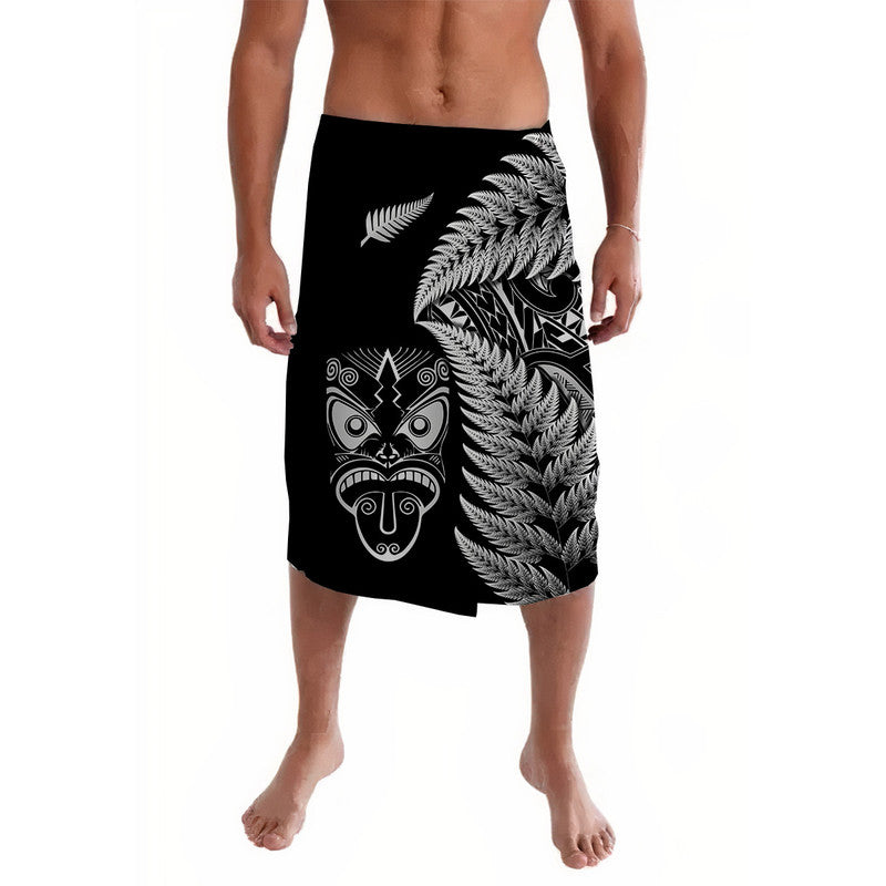 New Zealand Haka Rugby Maori Lavalava Silver Fern Vibes - Black