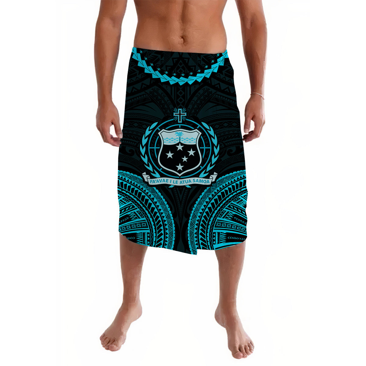 Samoa Ula Nifo Tribal Lavalava Blue Style