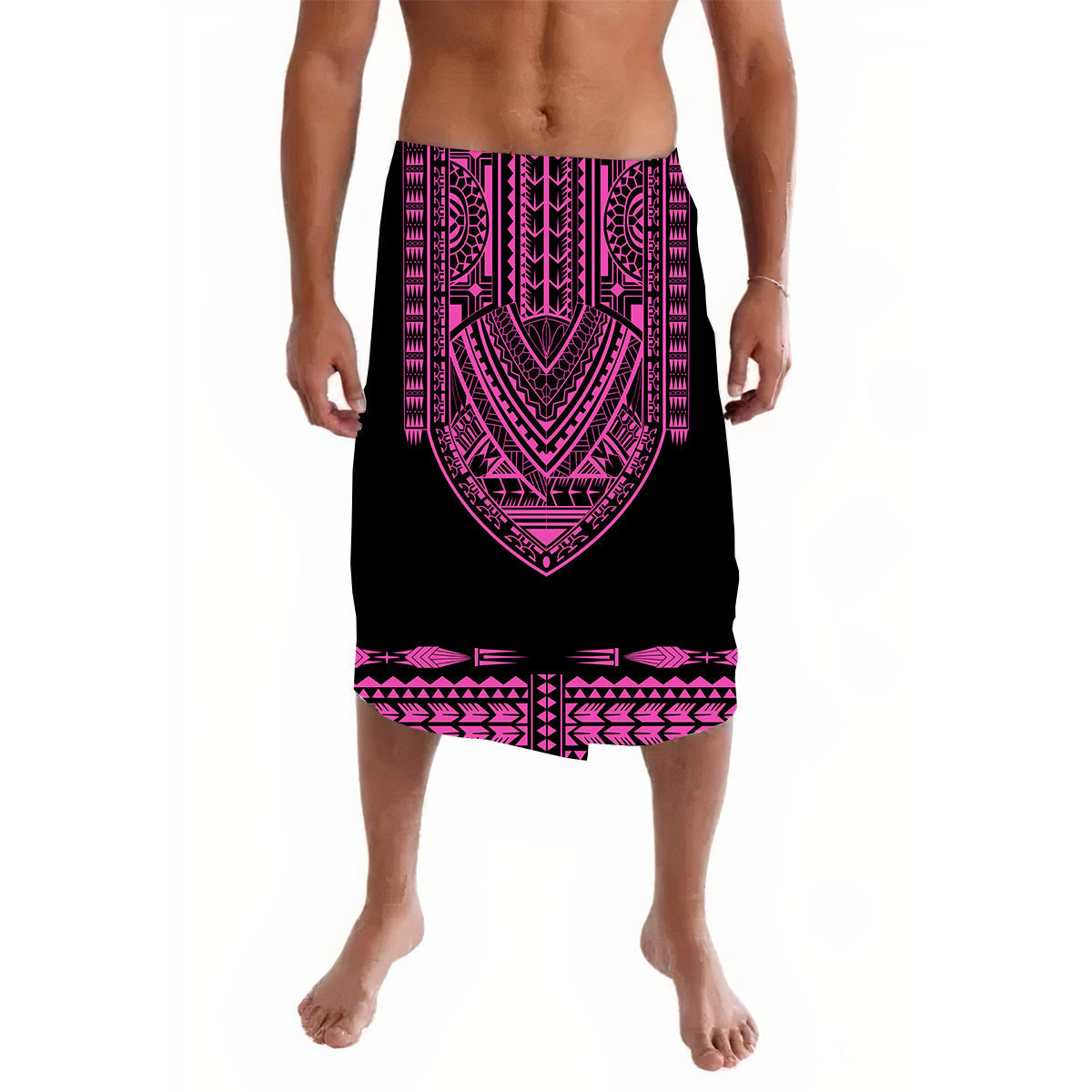 Polynesian Lavalava Dashiki With Polynesian Tattoo Royal Pink Version