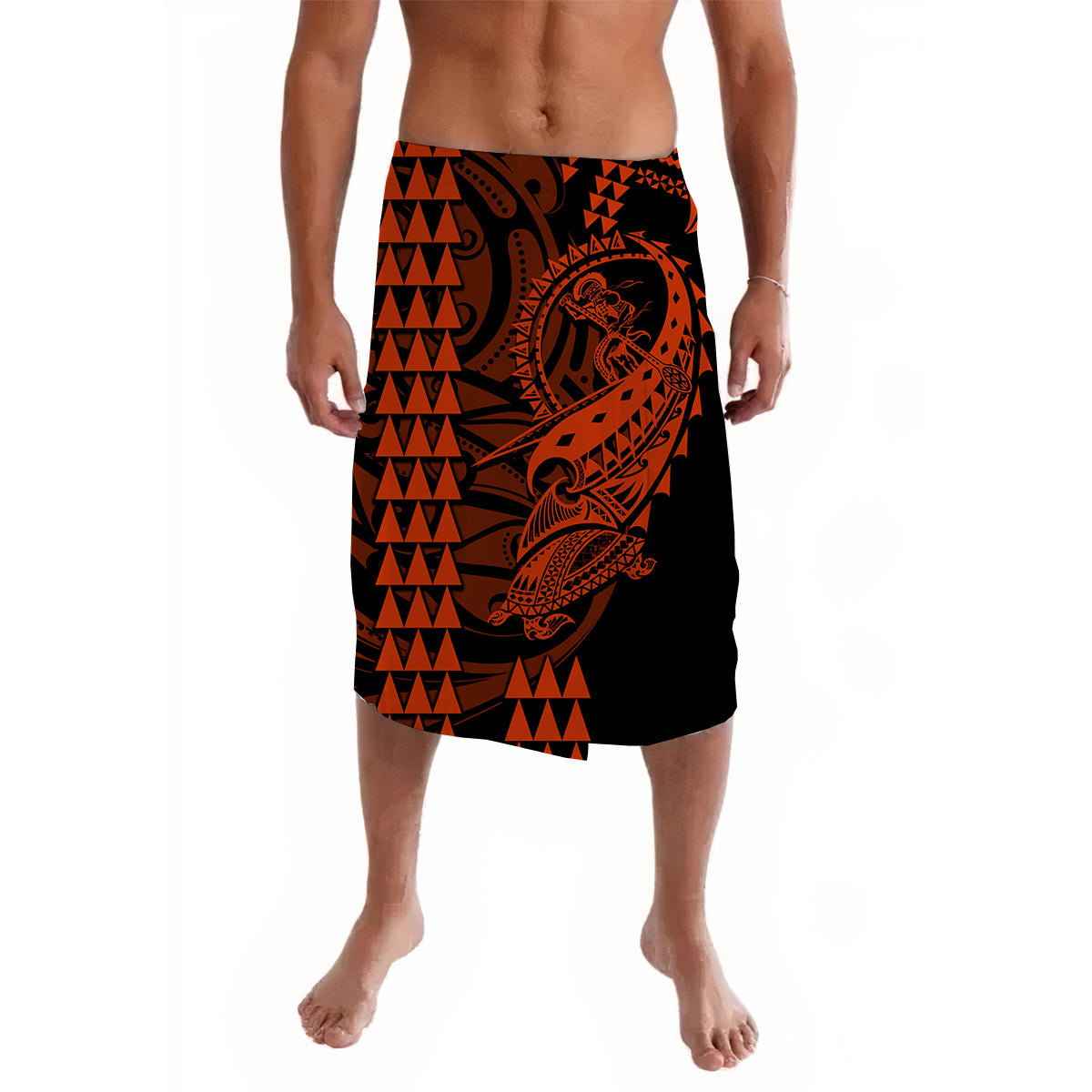 Hawaii Polynesian Warrior Kakau Lavalava-Orange No.2