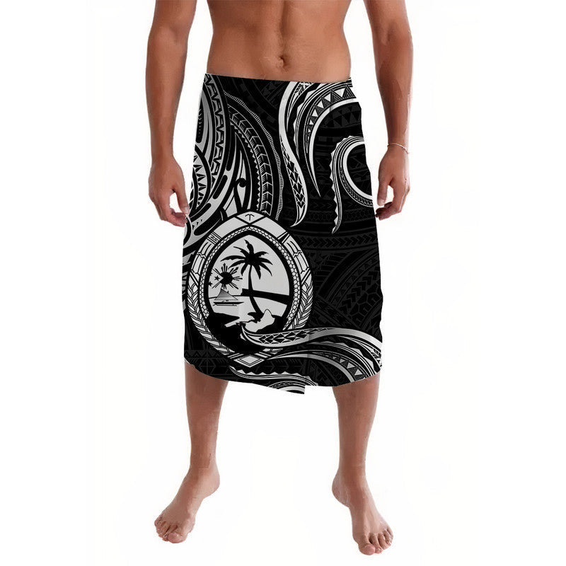 Polynesian Guam With Polynesian Tribal Tattoo and Coat of Arms Lavalava Black Version