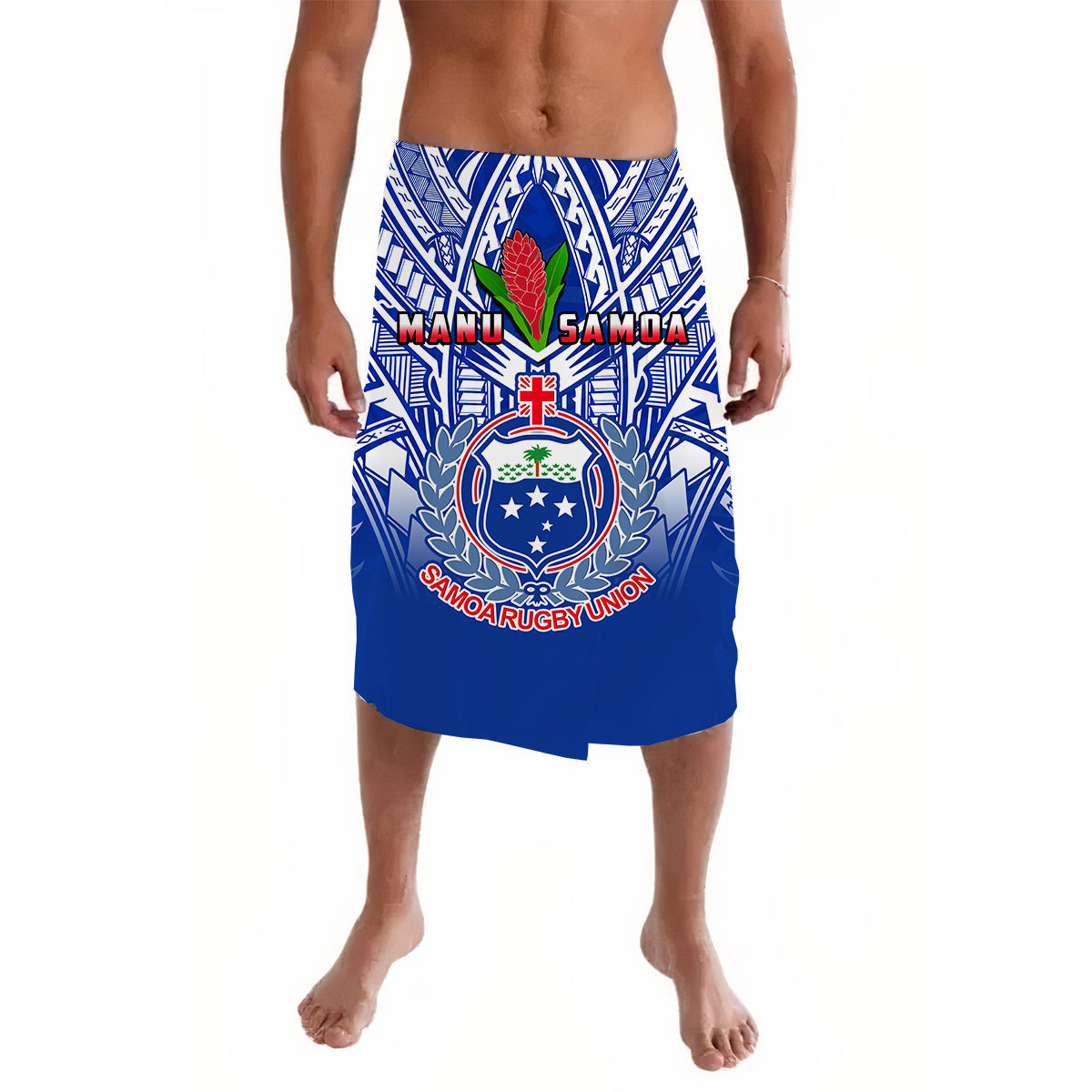 Samoa Rugby Lavalava Manu Samoa 7s Ginger Blue Polynesian