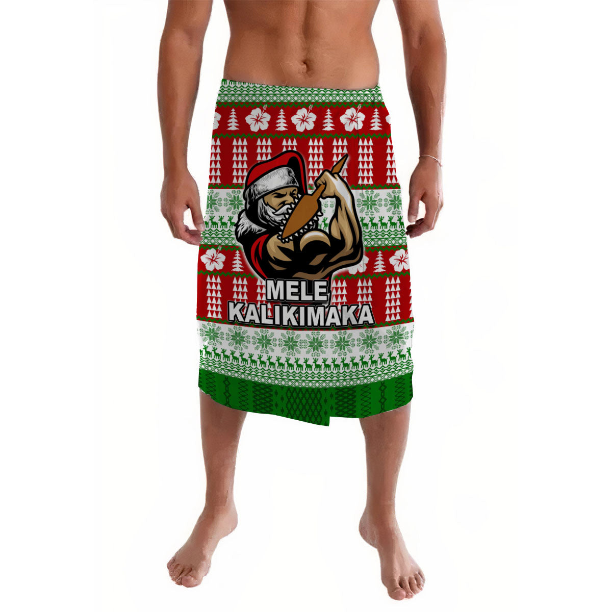 Hawaiian Santa Claus Warrior Lavalava Christmas