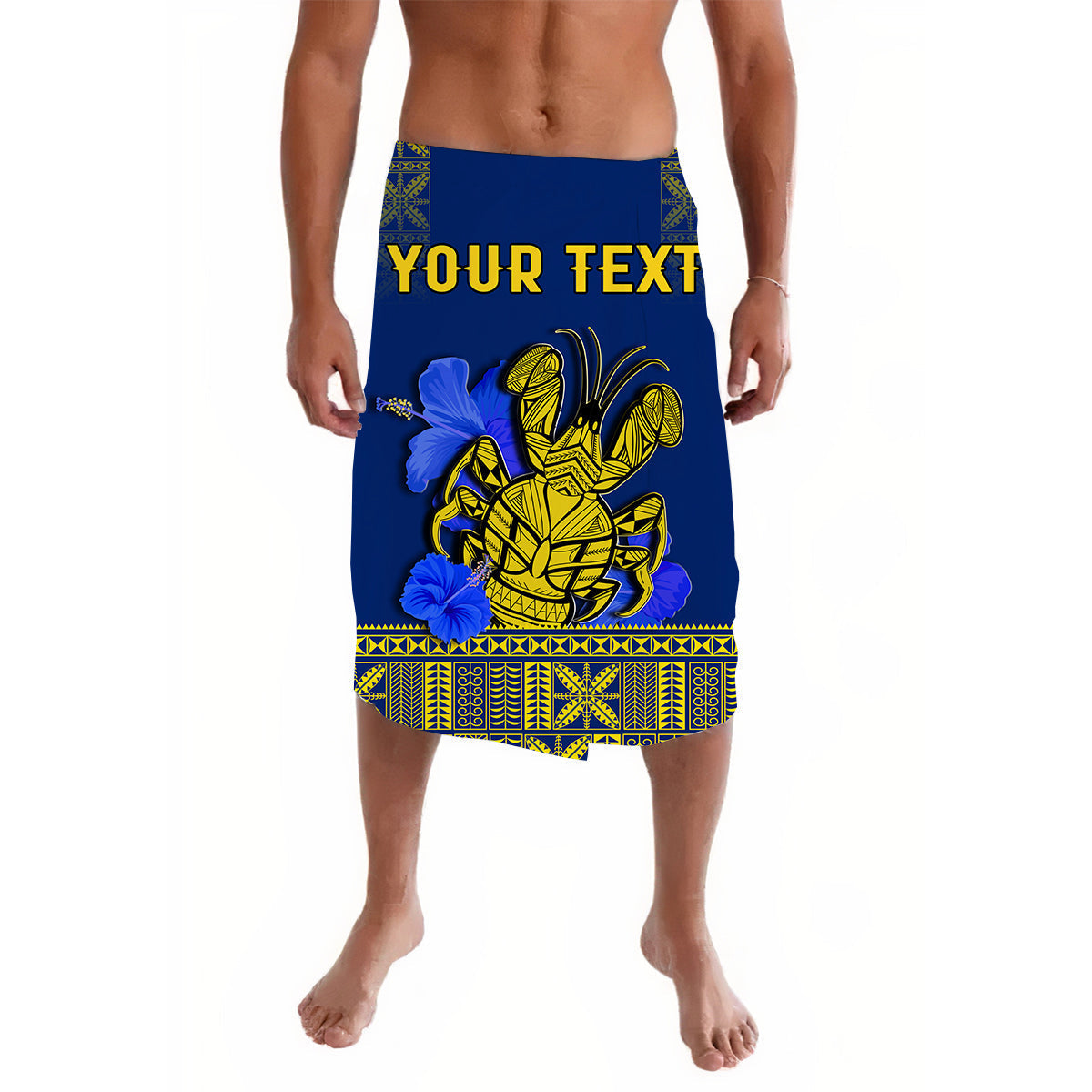 (Custom Personalised) Niue Lavalava Happy Constitution Day Niuean Hiapo Crab With Map