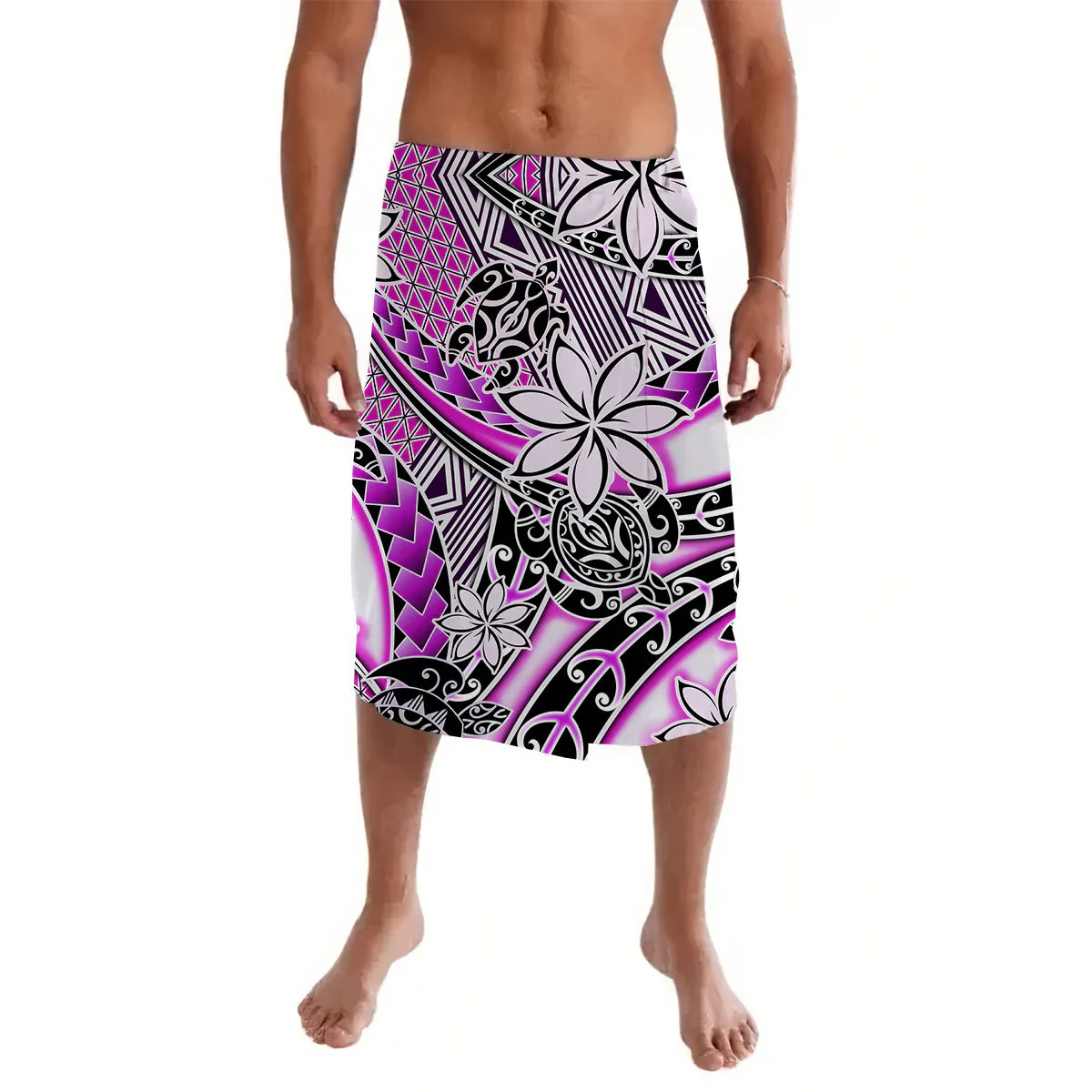 Hawaii Lavalava Tribal Plumeria With Polynesian Turtle Ver.02
