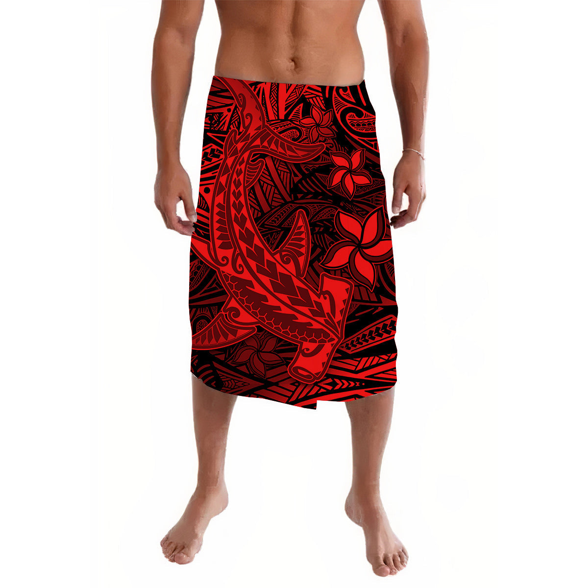 Polynesian Lavalava Red Hawaiian Tribal Hammerhead Shark