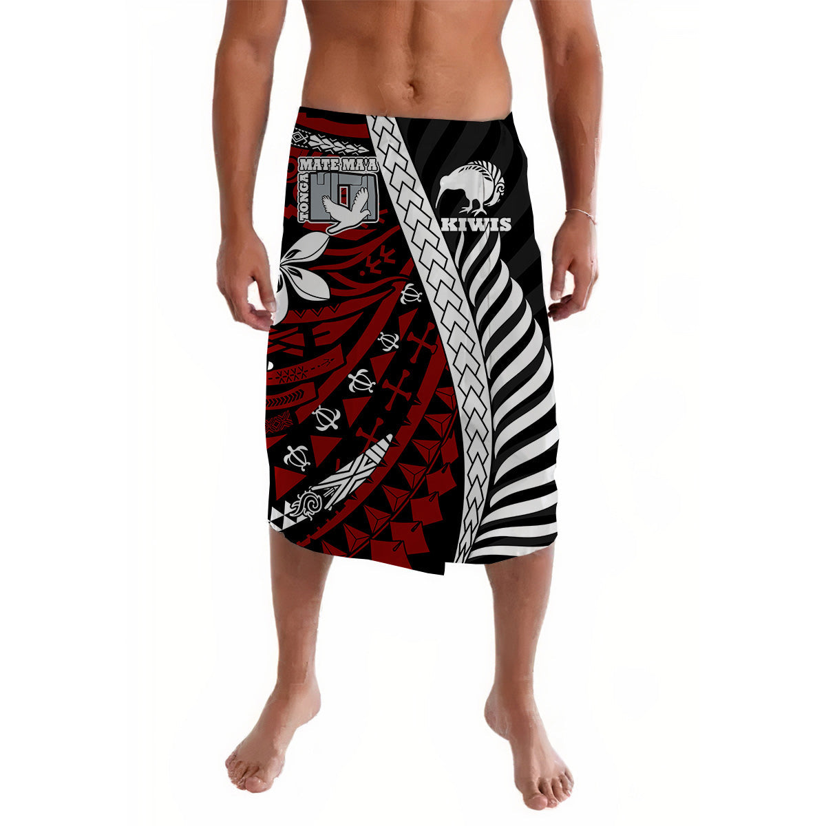 Mate Ma'a Tonga Mixed Aotearoa Kiwis Rugby Lavalava Silver Fern Mixed Polynesian Style