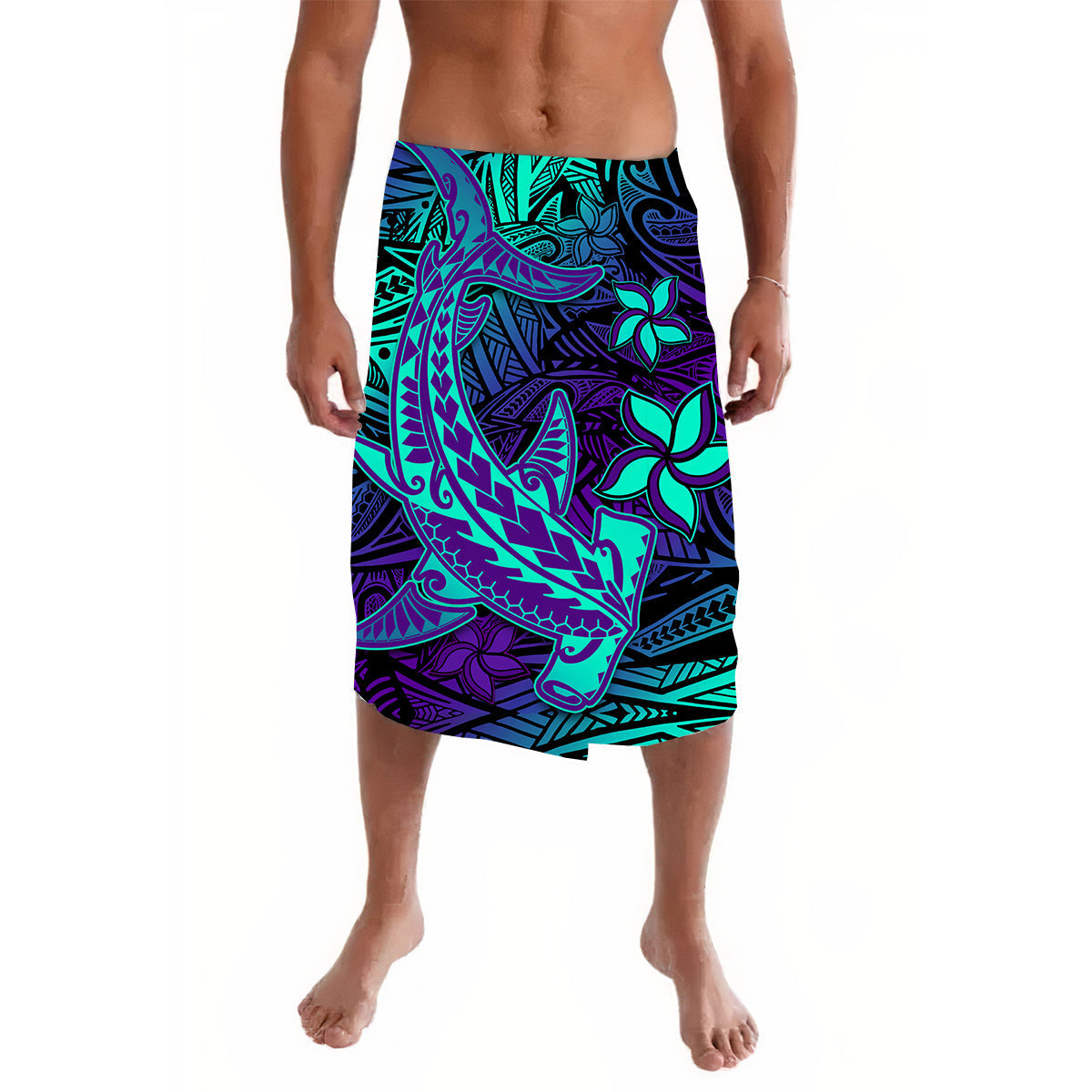 Polynesian Lavalava Purple Paradise Hawaiian Tribal Hammerhead Shark