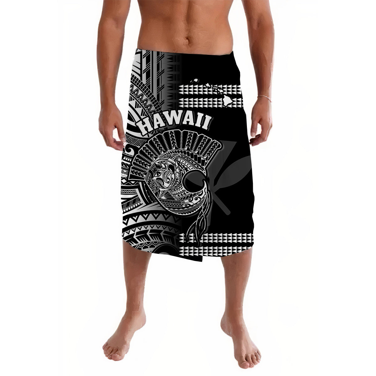 Hawaii Lavalava Kakau Warrior Helmet Gradient White Polynesian