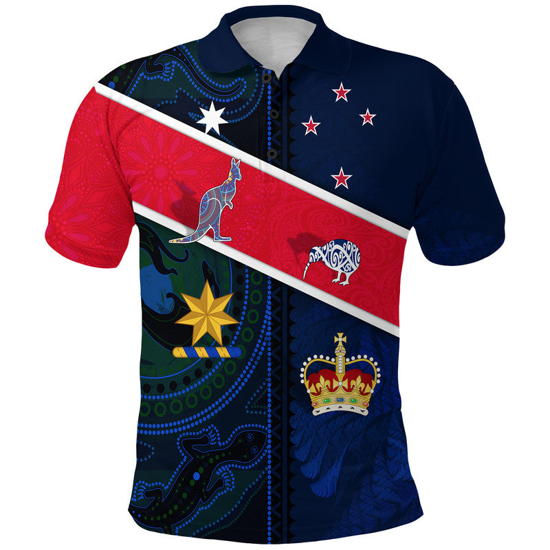 Aotearoa Mix Australia Polo Shirt Maori Mix Aboriginal Line Arty Style
