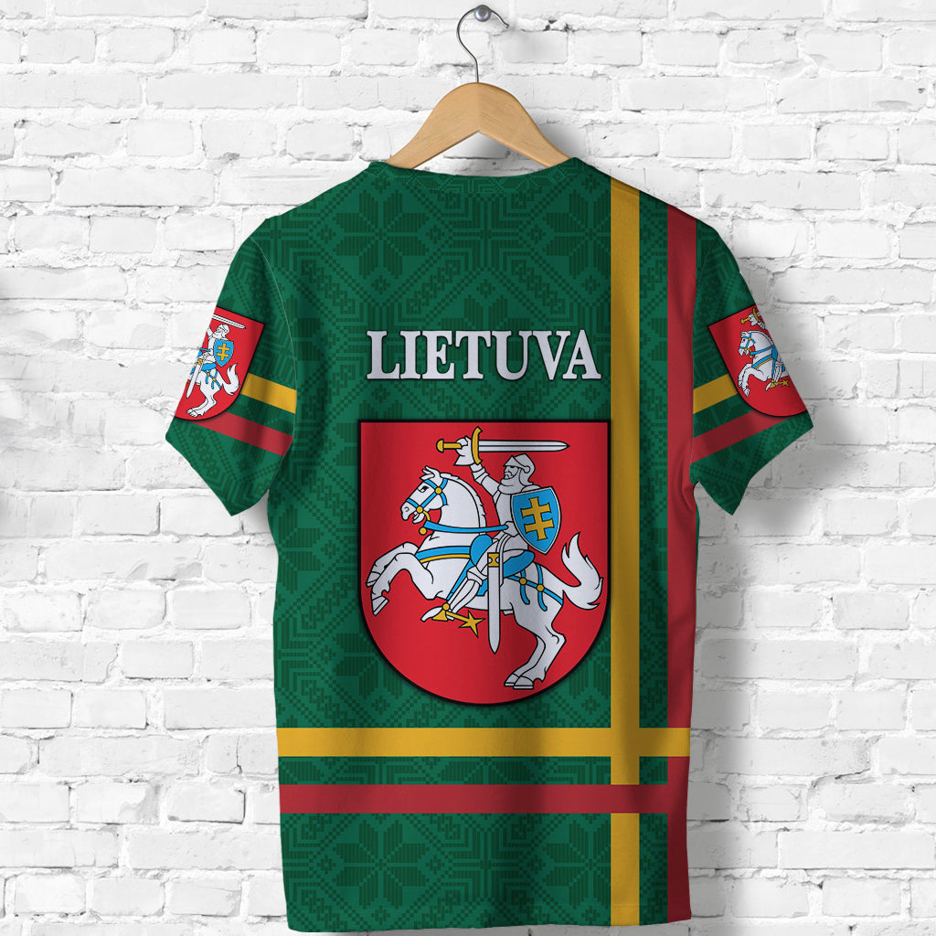 Lithuania T Shirt Coat Of Arms Lietuva Flag Style Green