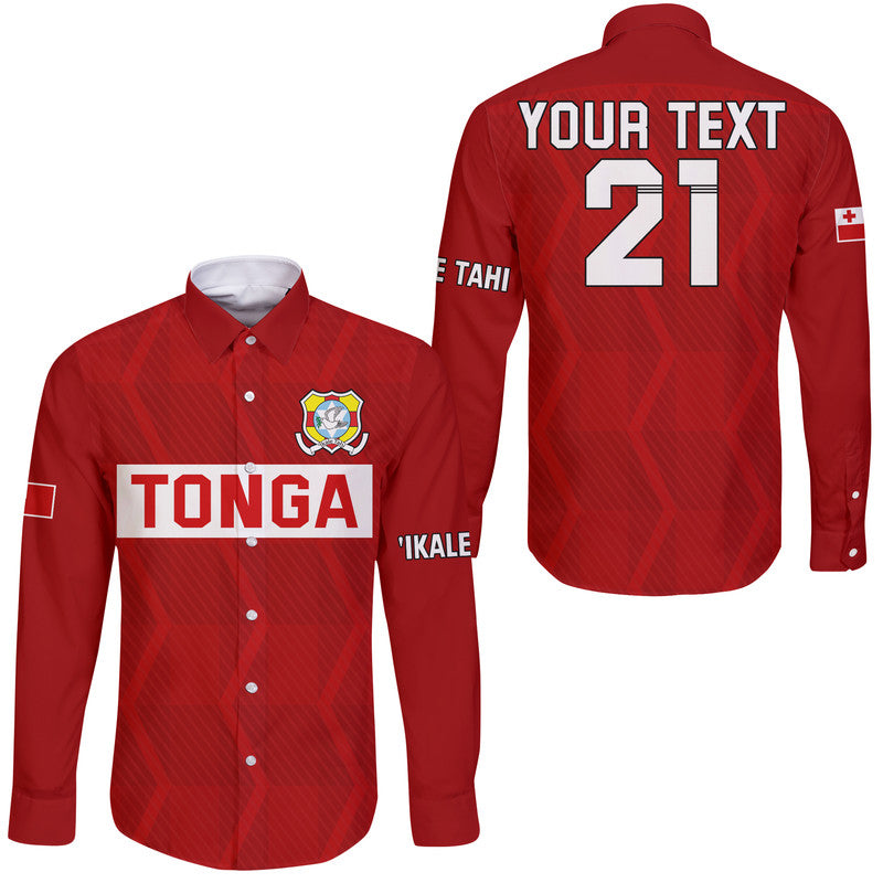 (Custom Text And Number) Tonga Rugby Sevens Hawaii Long Sleeve Button Shirt Sporty Style
