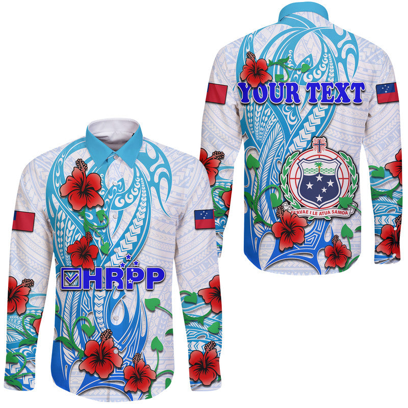 (Custom Personalised) Special Samoa HRPP Party Hawaii Long Sleeve Button Shirt Tribal Samoan Hibiscus Design