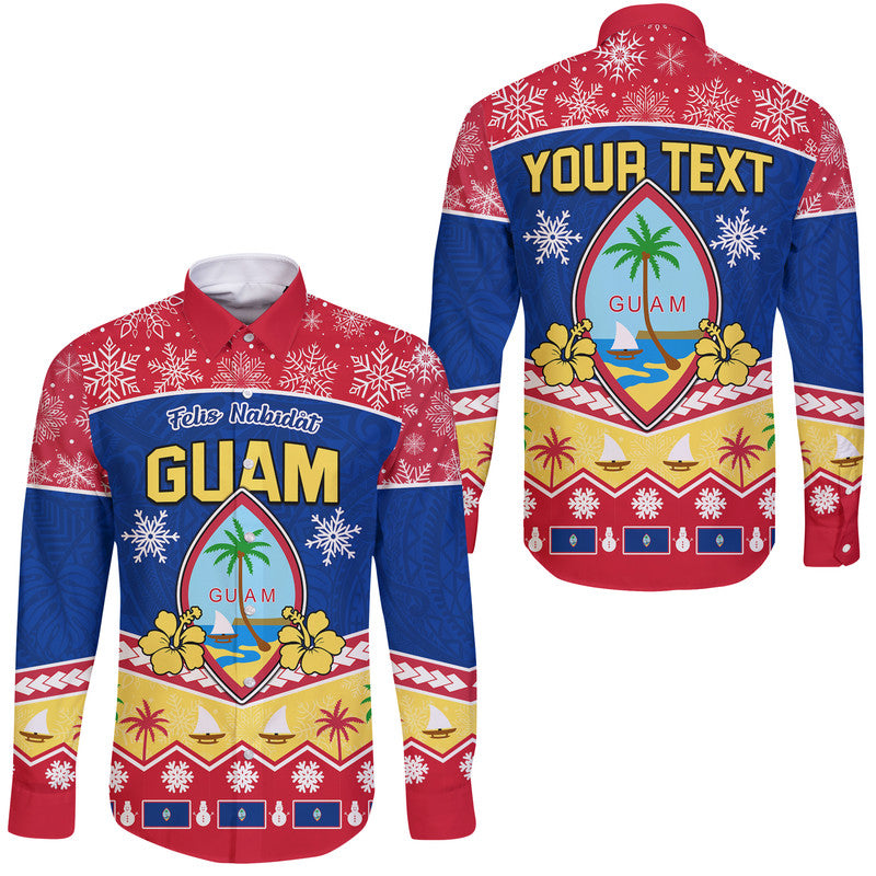 (Custom Personalised) Guam Tribal Polynesian Christmas Vibe Hawaii Long Sleeve Button Shirt