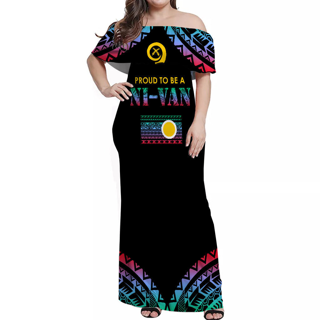 Vanuatu Proud To Be A Ni Van Polynesian Pattern Off Shoulder Long Dress Shefa Province