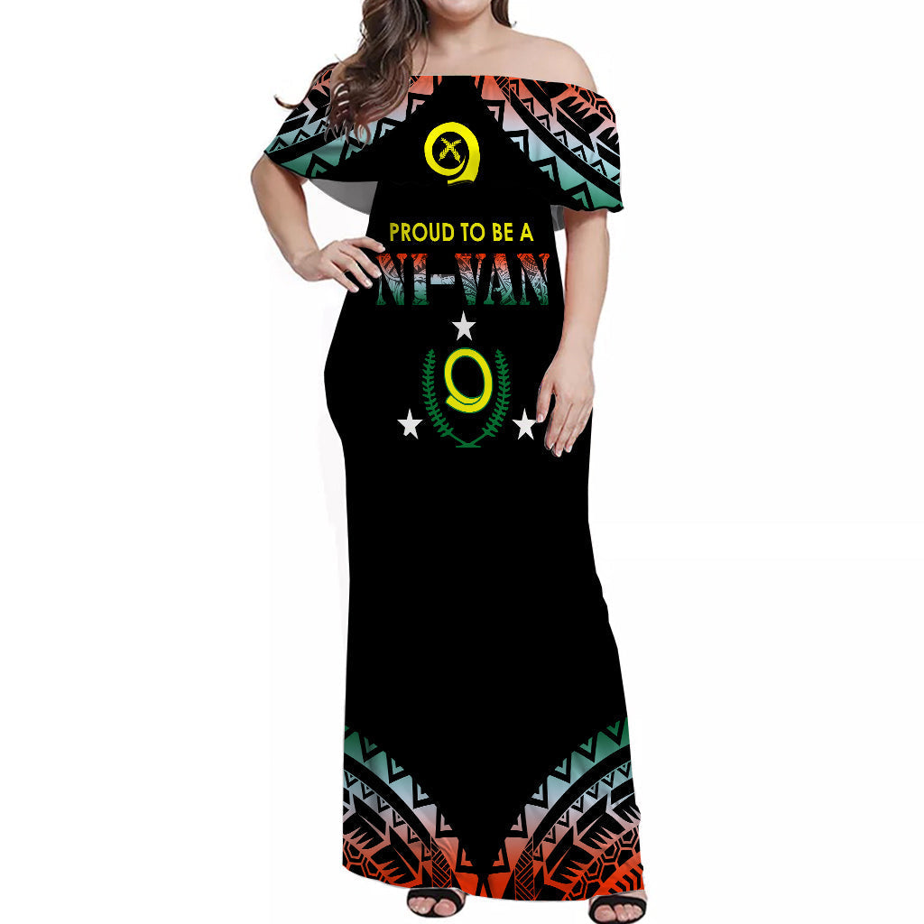 Vanuatu Proud To Be A Ni Van Polynesian Pattern Off Shoulder Long Dress Penama Province
