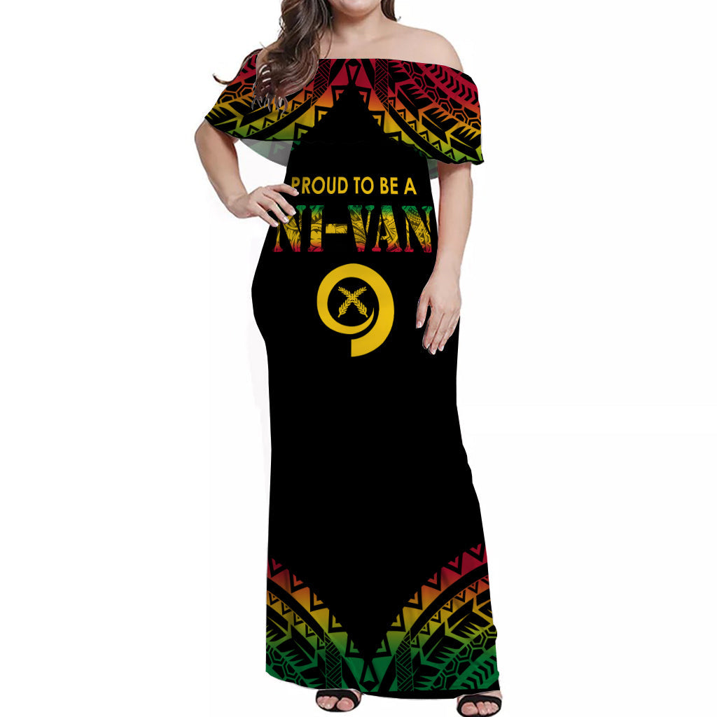 Vanuatu Proud To Be A Ni Van Polynesian Pattern Off Shoulder Long Dress