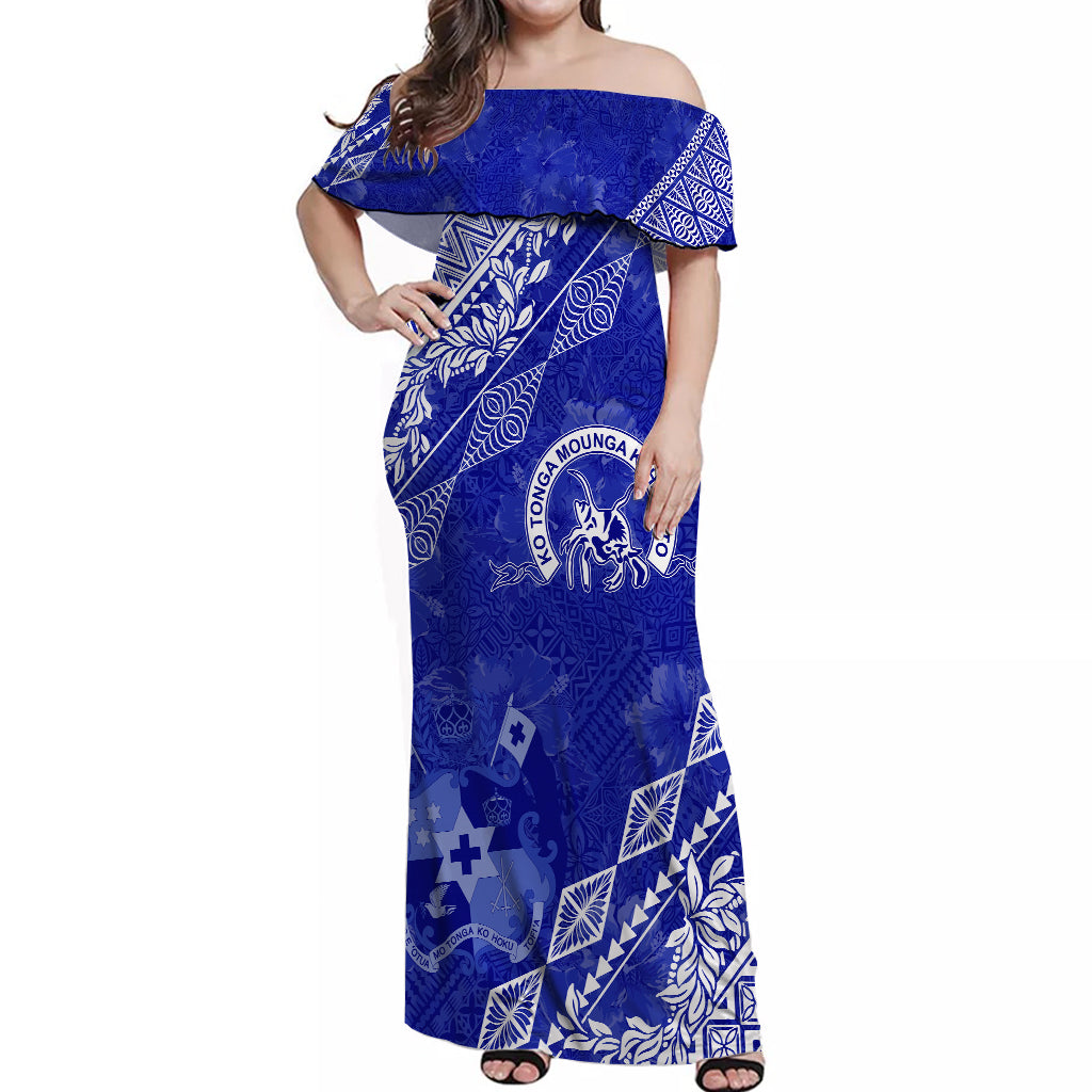 Queen Salote College Tonga Off Shoulder Long Dress Kupesi Style Ver01
