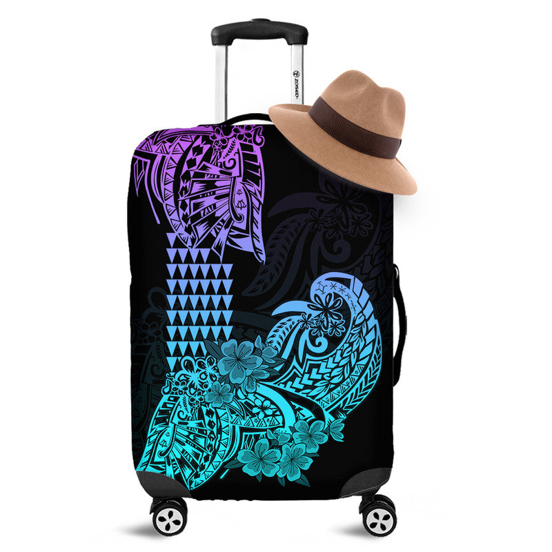Hawaii Kakau Luggage Cover Polynesian Floral Tribal Heliotrope Version